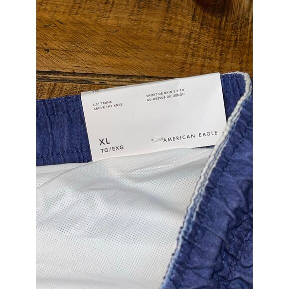 NWT Mens American Eagle Blue White Above the Knee 5.5" Swimming Trunks Size XL - Picture 7 of 8